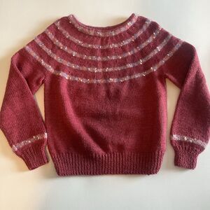 Homemade Women's Augusta Burgundy Multicolor Accents Knit Sweater Cozy Warm Med